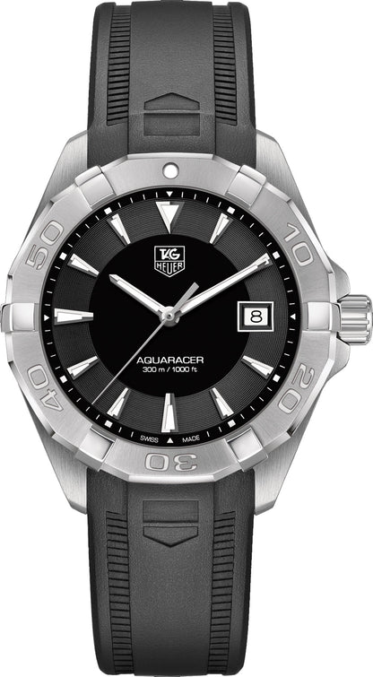 Tag Heuer Aquaracer Caliber 5 Automatic Black Dial Black Rubber Strap Watch For Men Way2113 Ft8021