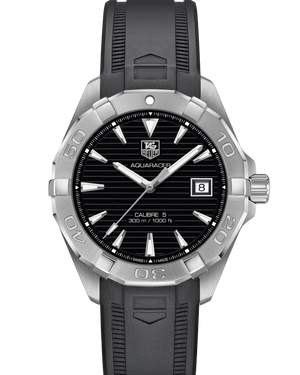 Tag Heuer Aquaracer Automatic Caliber 5 Black Dial Black Rubber Strap Watch For Men Way2110 Ft8021