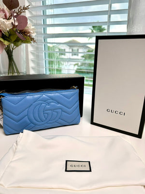 Gucci GG Marmont Small Blue Zipper Pouch