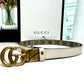 Gucci GG Thin Reversible Monogram and Ivory Belt Size 95