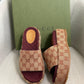 Gucci Women's Platform GG Slide Sandal Shoe Brown