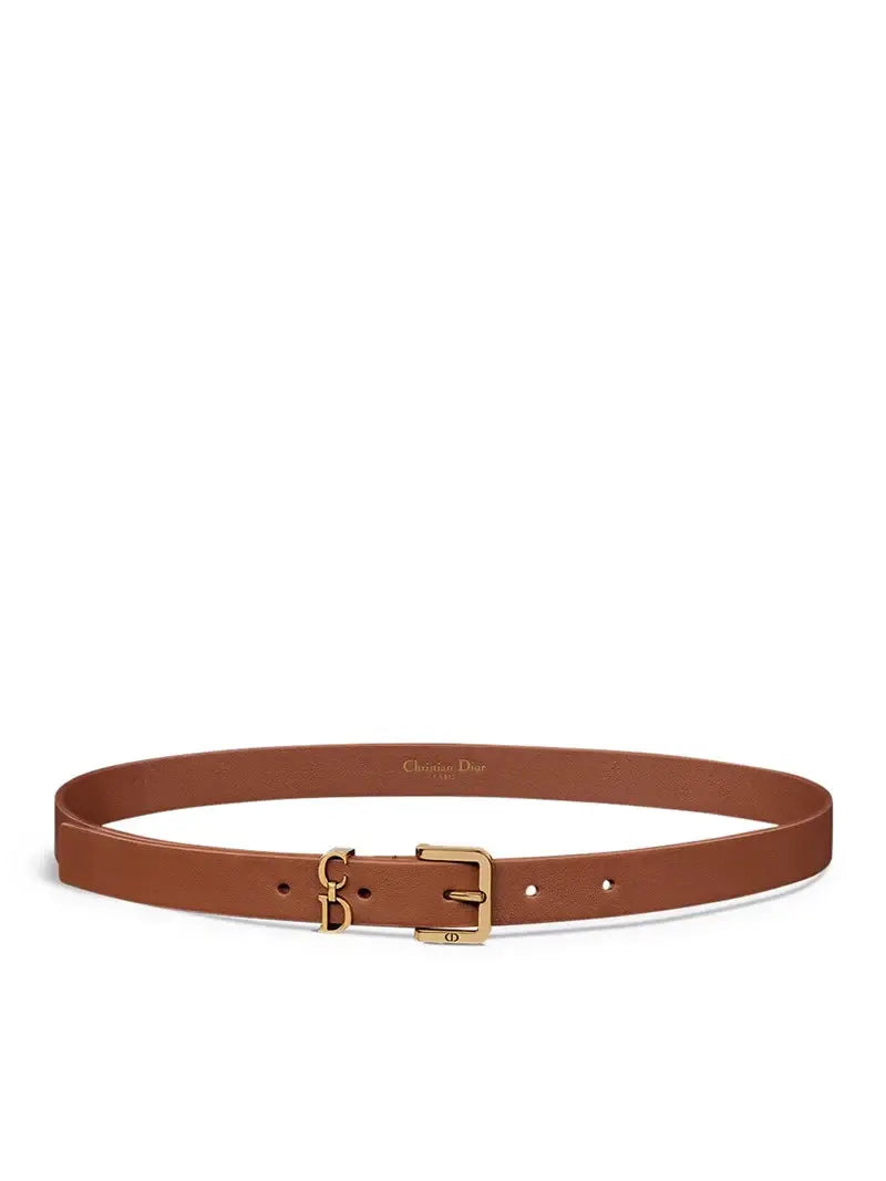 Dior Saddle Loops Leather Belt Brown