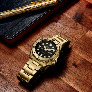 Gent'S Yellow Seiko 5 Divers Watch New Srpk18
