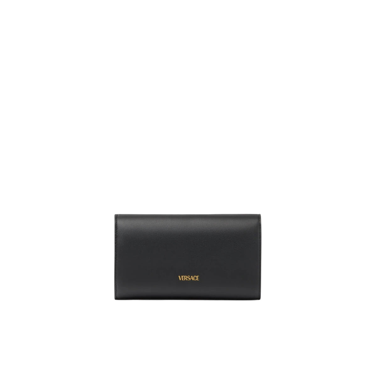 Black Versace wallet on a light gray background