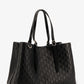 GG Emblem Large Leather Shoulde Tote Bag Black
