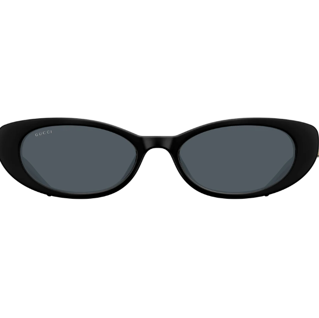Black sunglasses with dark lenses on a white background