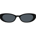 Black sunglasses with dark lenses on a white background