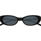 Black sunglasses with dark lenses on a white background