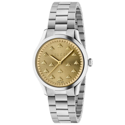 Gucci G-Timeless Quartz Bee Watch 32mm Gold Face Stainless Steel