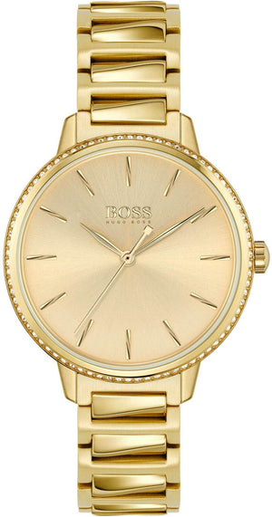 Hugo Boss Womens 1502541 Signature Gold Tone Stainless Steel Watch