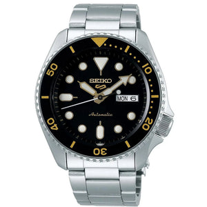 Seiko 5 Sports Black Dial Silver Stainless Steel Bracelet Automatic Mens Watch Srpd57k1