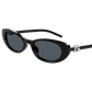 Black sunglasses with dark lenses on a white background