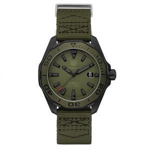 Tag Heuer Aquaracer Automatic Green Dial Khakhi Green Nylon Strap Watch For Men Way208e Fc8222