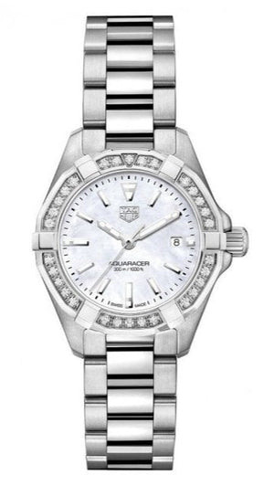 Tag Heuer Aquaracer Diamonds Mother Of Pearl White Dial Silver Steel Strap Watch For Women Wbd1413 Ba0741