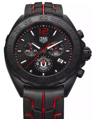 Tag Heuer Formula 1 Quartz Chronograph 43mm Mens Watch Stainless Steel Case With Black Rubber Strap Black Dial