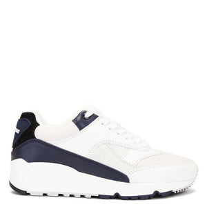 Saint Laurent Bump Nylon Suede & Leather Sneaker White & Navy