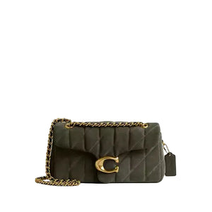 Coach Chain Tabby Shoulder Bag 26 Quilted Suede Olive