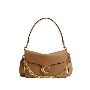 Coach Chain Tabby Shoulder Leather Bag brown