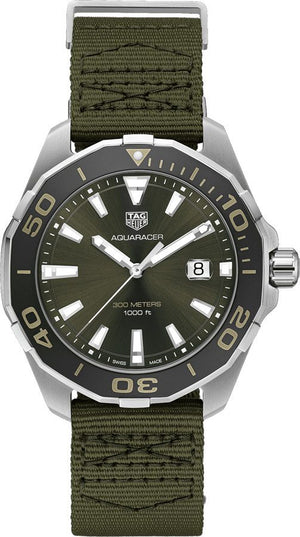 Tag Heuer Aquaracer Black Dial Khakhi Green Nato Strap Watch For Men Way101e Fc8222