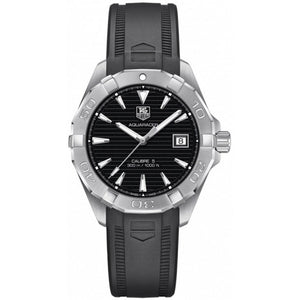 Tag Heuer Aquaracer Caliber 5 Automatic Black Dial Black Rubber Strap Watch For Men Way2113 Ft8021