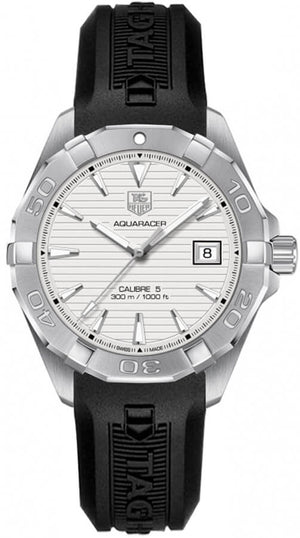Tag Heuer Aquaracer Caliber 5 White Dial Black Rubber Strap Watch For Men Way2111 Ft8021