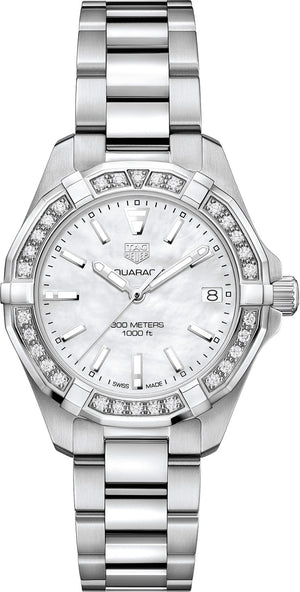 Tag Heuer Aquaracer Diamonds Mother Of Pearl Dial Silver Steel Strap Watch For Women Wbd1313 Ba0740