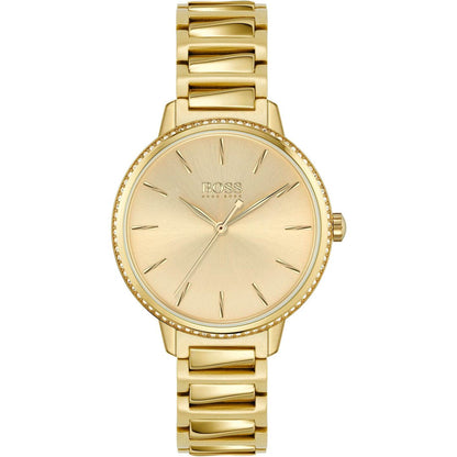 Hugo Boss Womens 1502541 Signature Gold Tone Stainless Steel Watch