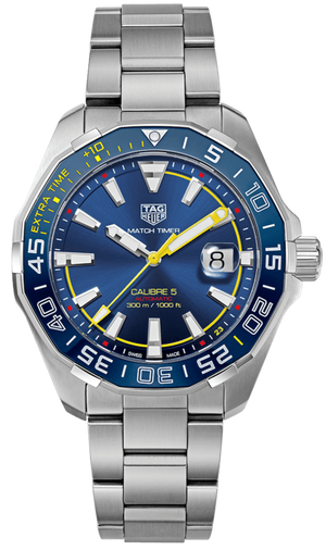 Tag Heuer Aquaracer Caliber 5 Match Timer Shinji Kagawa Edition Blue Dial Silver Steel Strap Watch For Men Way201h Ba0927
