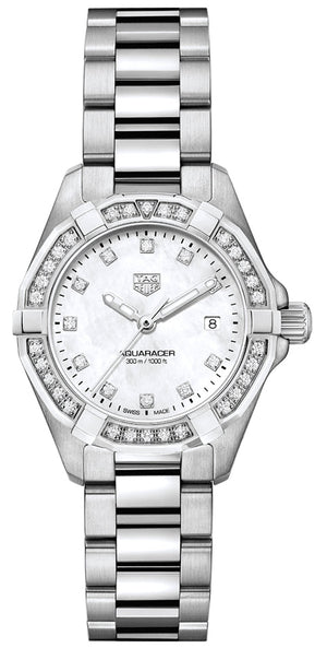 Tag Heuer Aquaracer Diamonds White Dial Silver Steel Strap Watch For Women Wbd1415 Ba0741